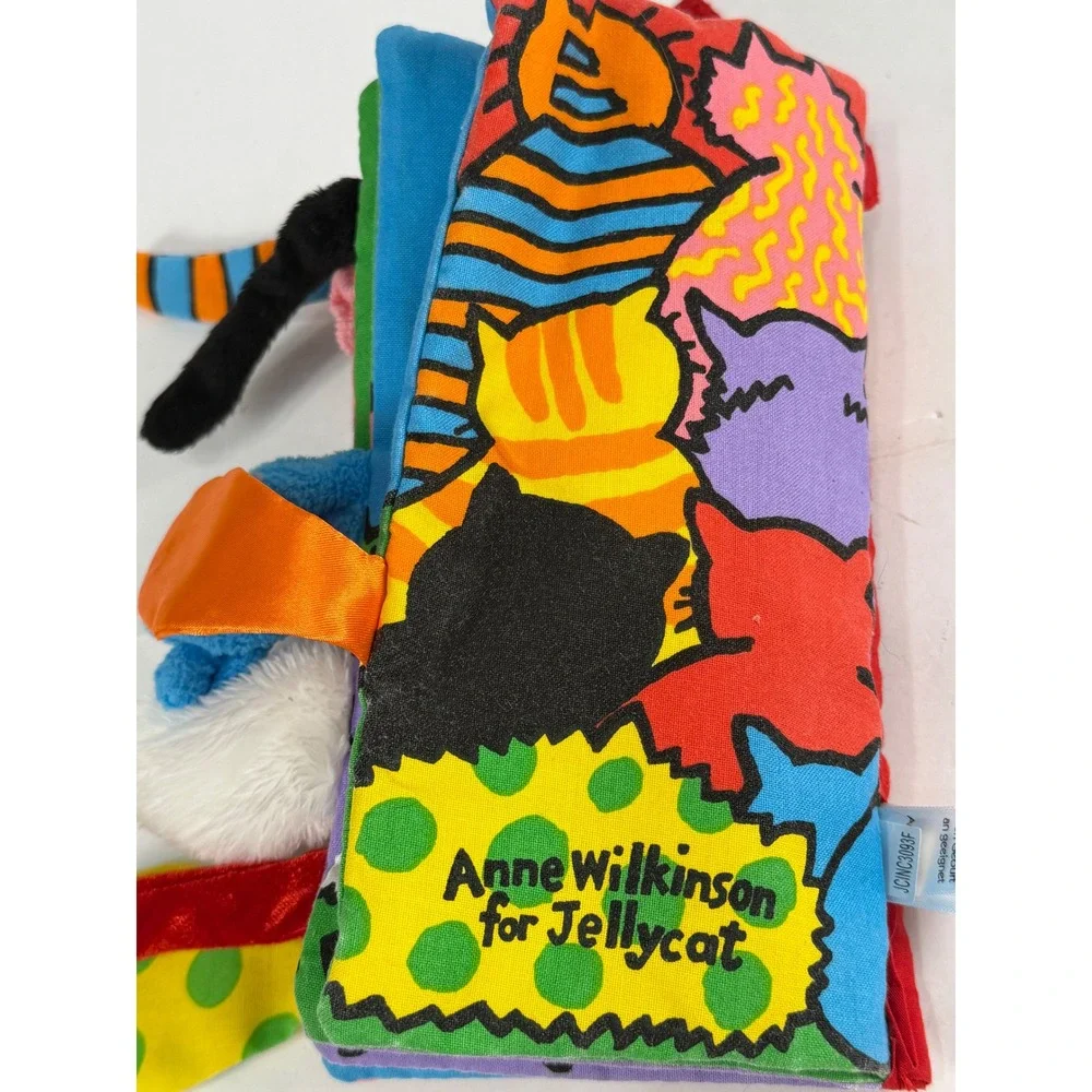 Jellycat Kitty Tails Soft Cloth Baby Book Anne Wilkinson Sensory Toy Cat Tails